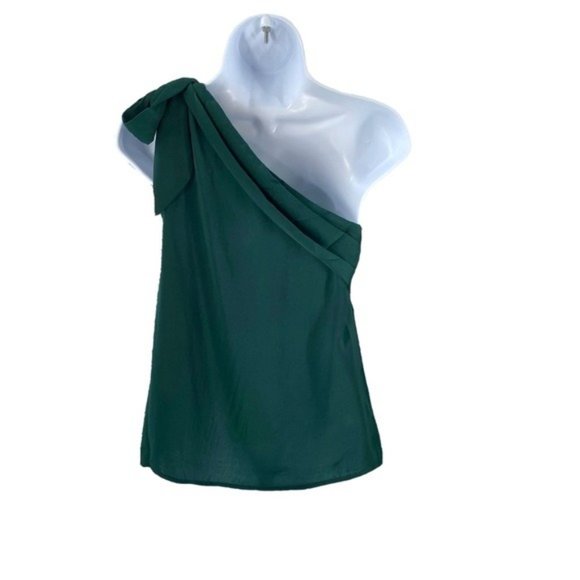 Petal & Pup | NEW Maryanne One Shoulder Satin Top in Hunter Green Size S - Picture 7 of 11